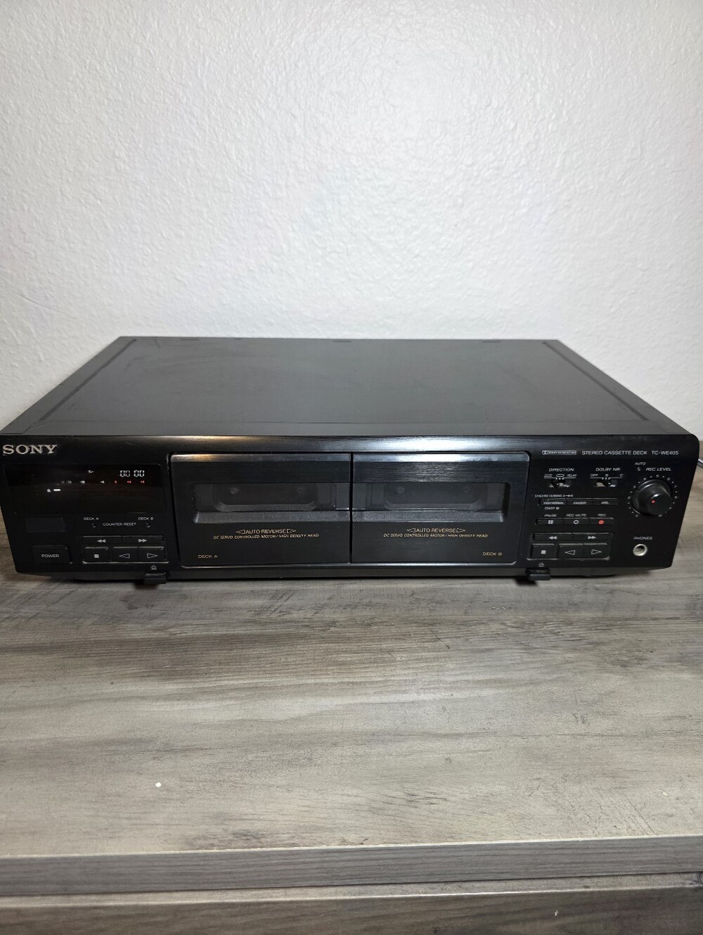 Sony TC-WE405 Dual Cassette Deck - Power Tested - Auto Reverse Dolby HX Pro
